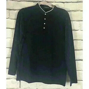 NWT Playboy Mens Size 110 Blue Quarter Button Up Long Sleeve Shirt